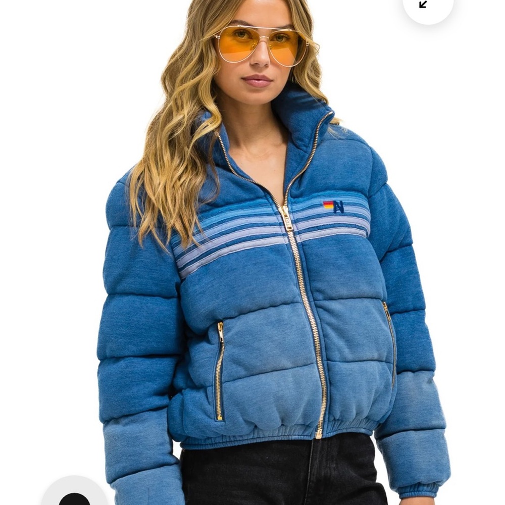 AVIATOR NATION 5 STRIPE FADED APRES JACKET - FADED WATER - Picture 2 of 3